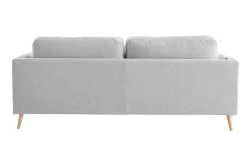 Miliboo Canapé Design|Voir Tous Les Canapés-Canapé scandinave 3 places en tissu gris clair et bois clair VOGUE