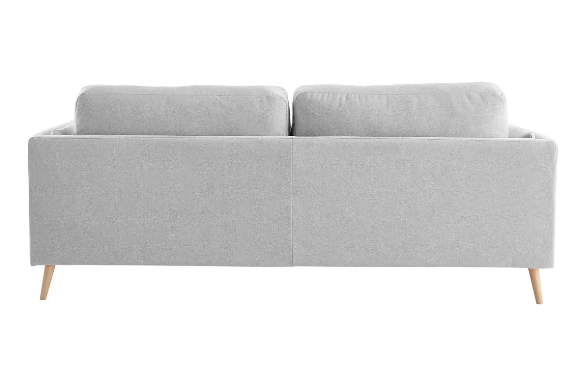 Miliboo Canapé Design|Voir Tous Les Canapés-Canapé scandinave 3 places en tissu gris clair et bois clair VOGUE