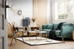 Miliboo Canapé Design|Voir Tous Les Canapés-Canapé scandinave 3 places en tissu gris clair et bois clair VOGUE