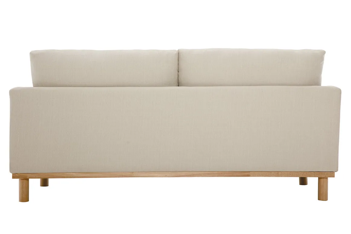 Miliboo Canapé Design|Voir Tous Les Canapés-Canapé scandinave 3 places en tissu beige et bois clair HOBART