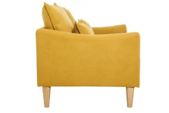 Miliboo Canapé Design|Voir Tous Les Canapés-Canapé scandinave 2 places en tissu effet velours jaune moutarde et bois clair KATE