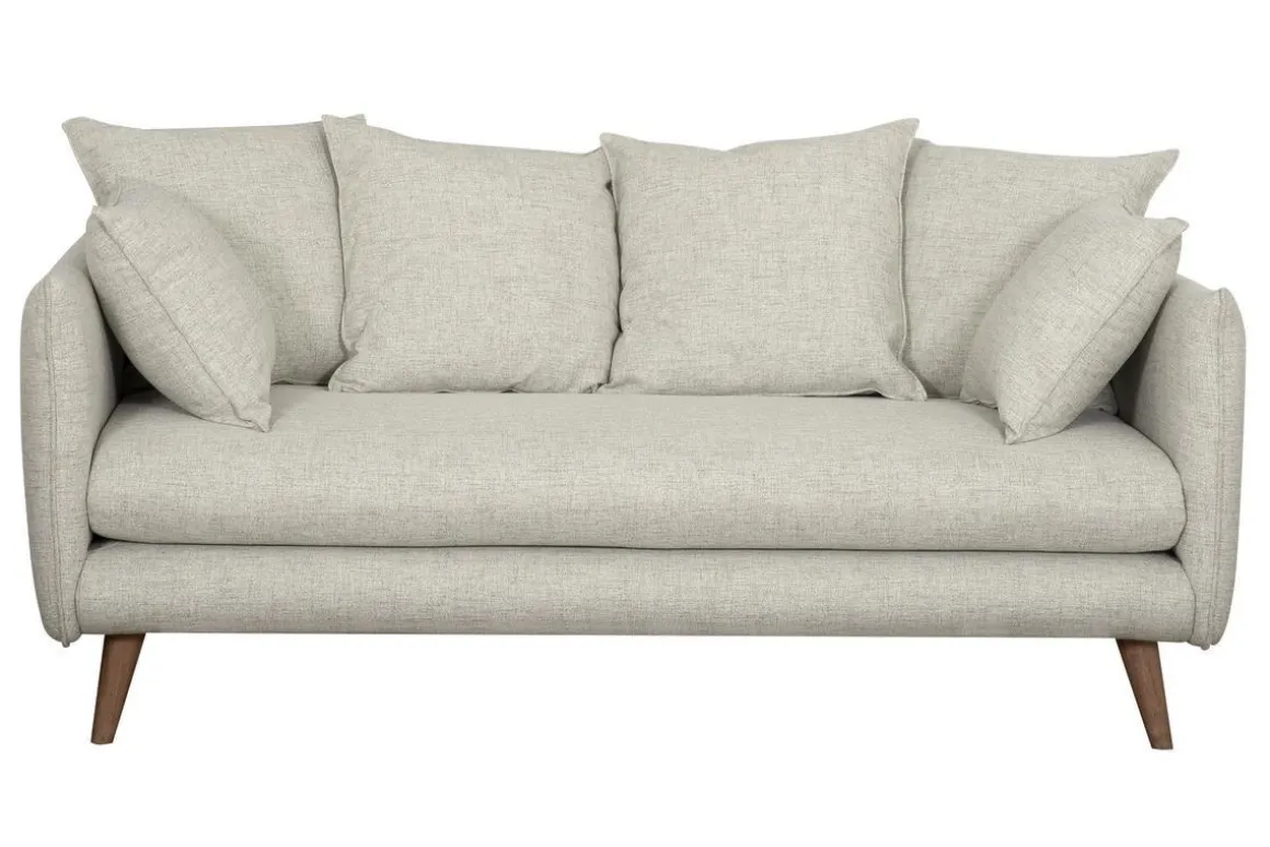 Miliboo Canapé Design|Voir Tous Les Canapés-Canapé scandinave 3 places en tissu beige et bois clair OLYMPIA