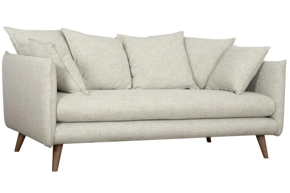 Miliboo Canapé Design|Voir Tous Les Canapés-Canapé scandinave 3 places en tissu beige et bois clair OLYMPIA