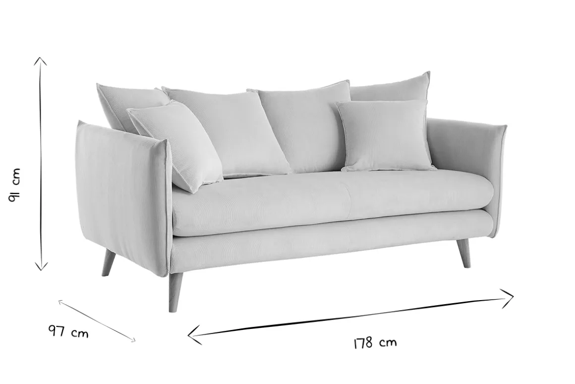 Miliboo Canapé Design|Voir Tous Les Canapés-Canapé scandinave 3 places en tissu beige et bois clair OLYMPIA