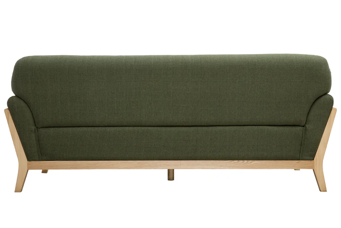 Miliboo Canapé Design|Voir Tous Les Canapés-Canapé scandinave 3 places en tissu vert kaki et bois clair YOKO