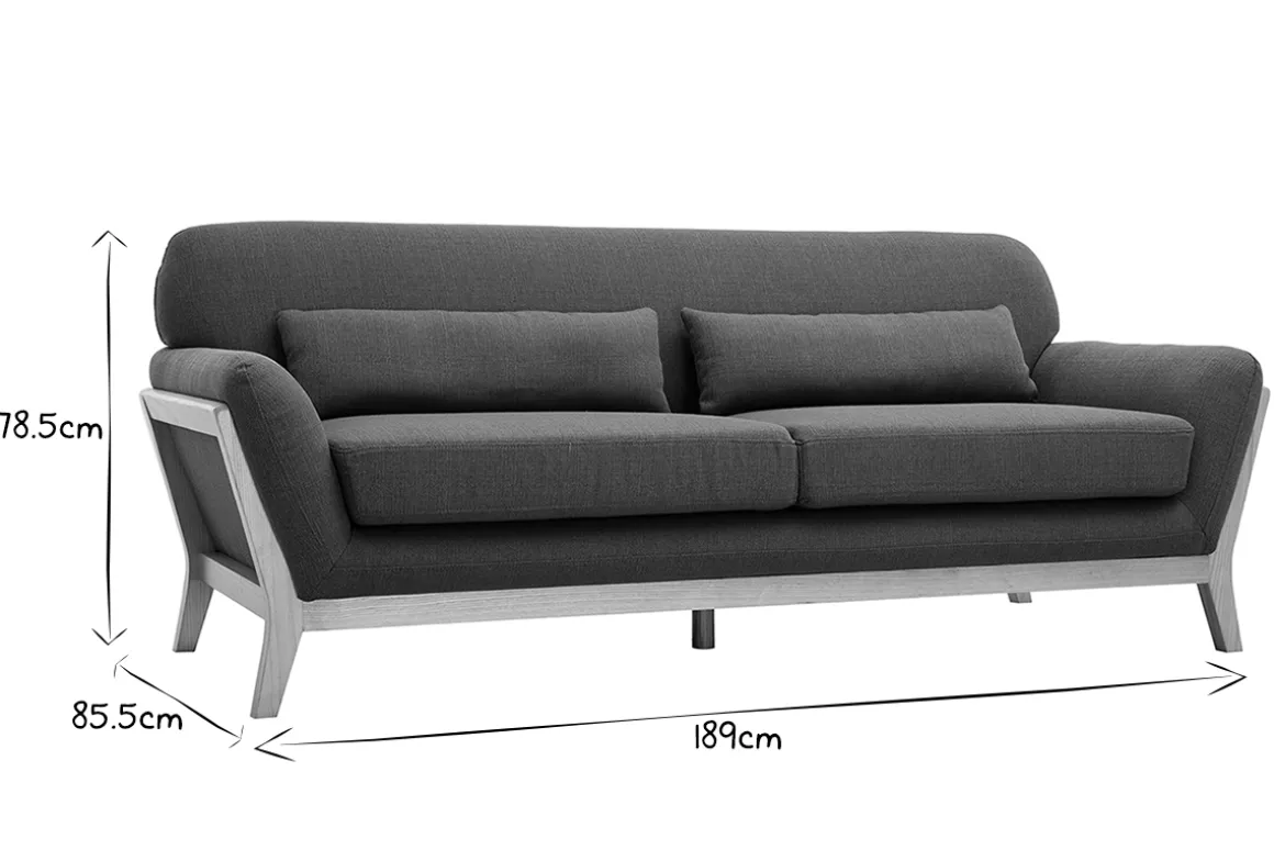 Miliboo Canapé Design|Voir Tous Les Canapés-Canapé scandinave 3 places en tissu vert kaki et bois clair YOKO