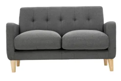 Miliboo Canapé Design|Voir Tous Les Canapés-Canapé scandinave 2 places en tissu gris foncé et bois clair LUNA