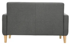 Miliboo Canapé Design|Voir Tous Les Canapés-Canapé scandinave 2 places en tissu gris foncé et bois clair LUNA