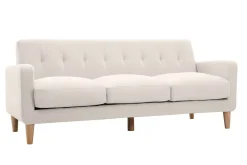 Miliboo Canapé Design|Voir Tous Les Canapés-Canapé scandinave 3 places en tissu beige et bois clair LUNA