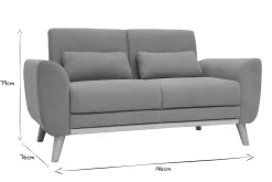 Miliboo Canapé Design|Voir Tous Les Canapés-Canapé scandinave 2 places en tissu effet velours jaune moutarde et bois clair EKTOR