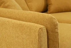 Miliboo Canapé Design|Voir Tous Les Canapés-Canapé scandinave 3 places en tissu jaune cumin et bois clair VOGUE
