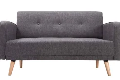 Miliboo Canapé Design|Voir Tous Les Canapés-Canapé scandinave 2 places en tissu gris foncé et bois clair ULLA