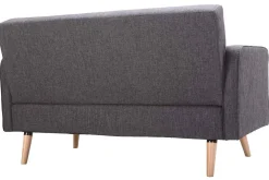 Miliboo Canapé Design|Voir Tous Les Canapés-Canapé scandinave 2 places en tissu gris foncé et bois clair ULLA