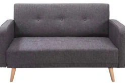 Miliboo Canapé Design|Voir Tous Les Canapés-Canapé scandinave 2 places en tissu gris foncé et bois clair ULLA