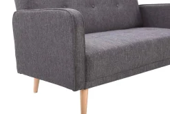 Miliboo Canapé Design|Voir Tous Les Canapés-Canapé scandinave 2 places en tissu gris foncé et bois clair ULLA