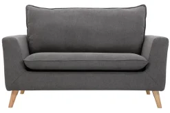 Miliboo Canapé Design|Voir Tous Les Canapés-Canapé scandinave 2 places en tissu effet velours gris clair et bois clair JONAS