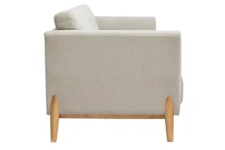 Miliboo Canapé Design|Voir Tous Les Canapés-Canapé scandinave 4 places en tissu effet velours texturé beige et bois clair SINDRO
