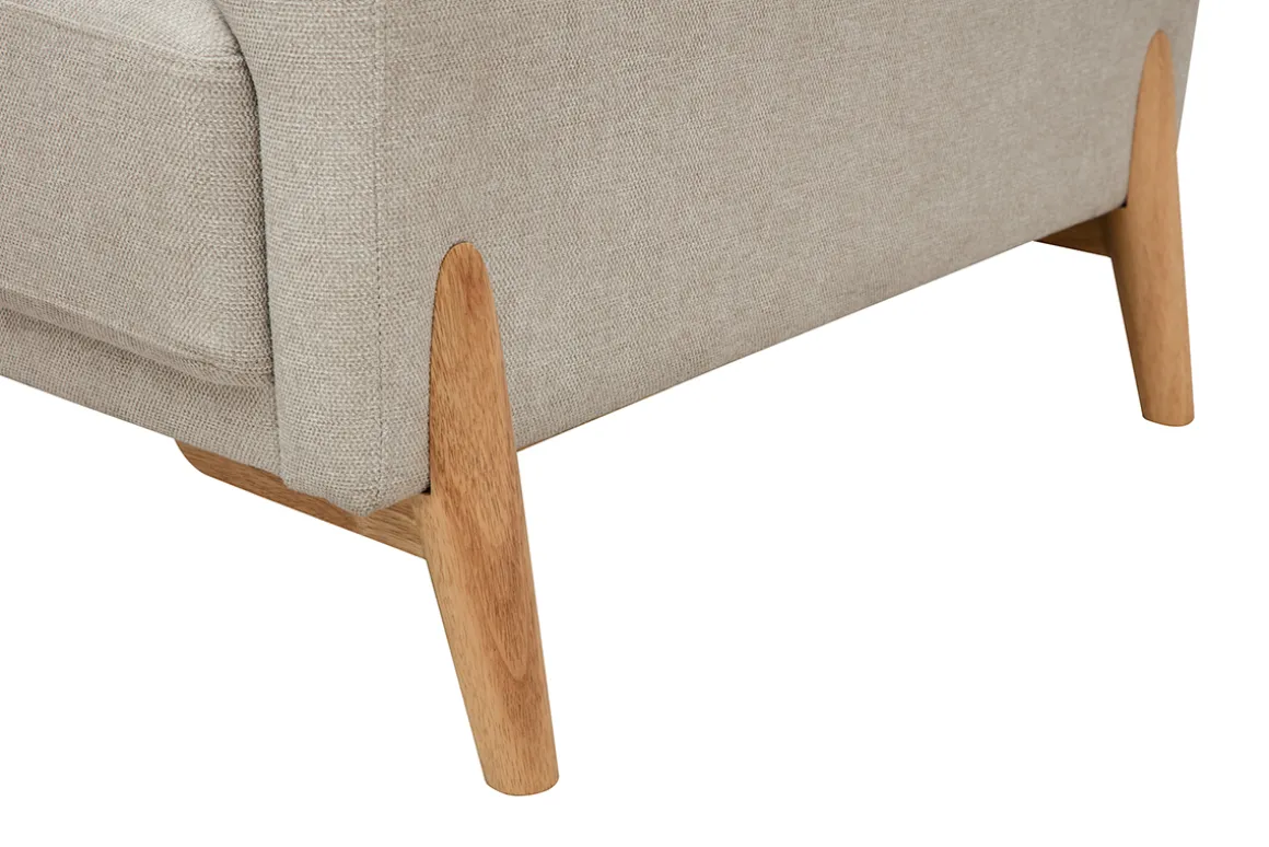 Miliboo Canapé Design|Voir Tous Les Canapés-Canapé scandinave 4 places en tissu effet velours texturé beige et bois clair SINDRO