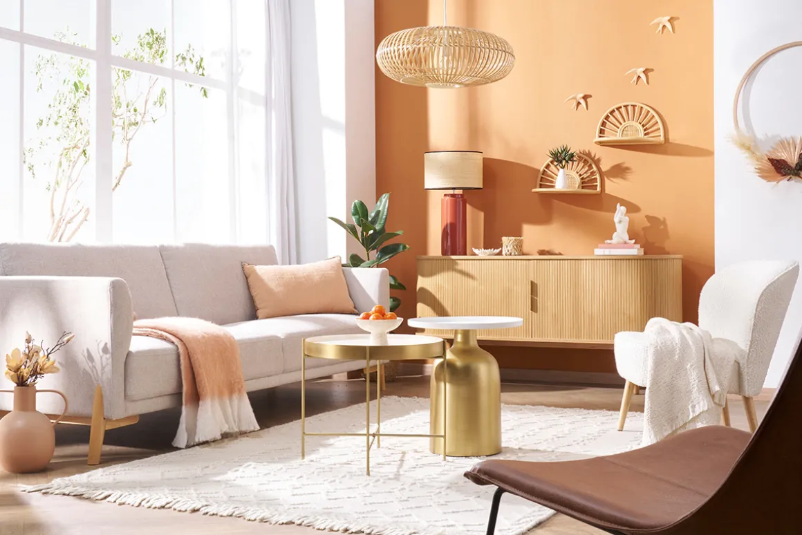 Miliboo Canapé Design|Voir Tous Les Canapés-Canapé scandinave 4 places en tissu effet velours texturé beige et bois clair SINDRO