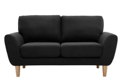 Miliboo Canapé Design|Voir Tous Les Canapés-Canapé scandinave 2 places en tissu gris foncé et bois clair ALICE