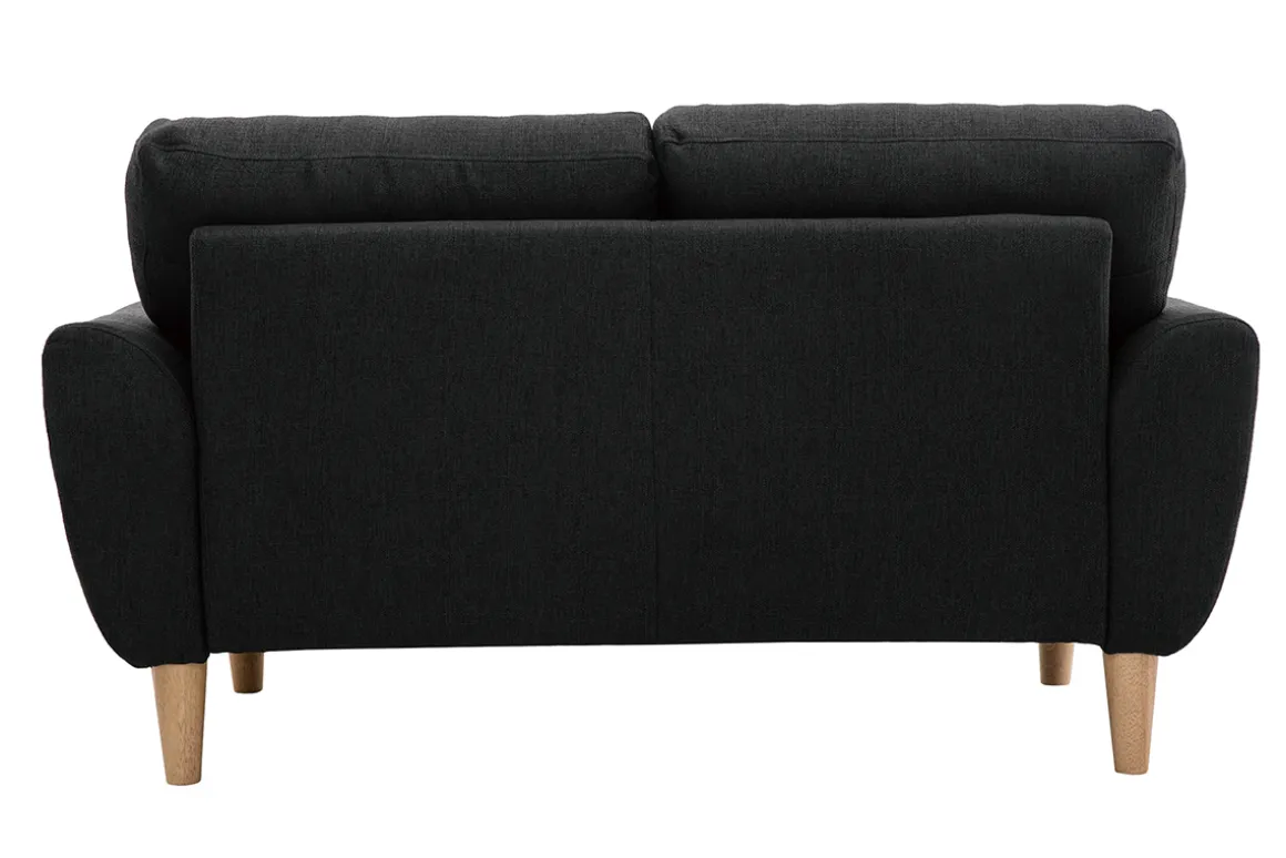 Miliboo Canapé Design|Voir Tous Les Canapés-Canapé scandinave 2 places en tissu gris foncé et bois clair ALICE