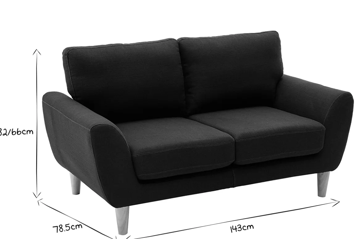 Miliboo Canapé Design|Voir Tous Les Canapés-Canapé scandinave 2 places en tissu gris foncé et bois clair ALICE