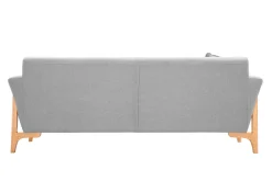 Miliboo Canapé Design|Voir Tous Les Canapés-Canapé scandinave 3 places en tissu effet velours texturé gris clair et bois clair ASAKO