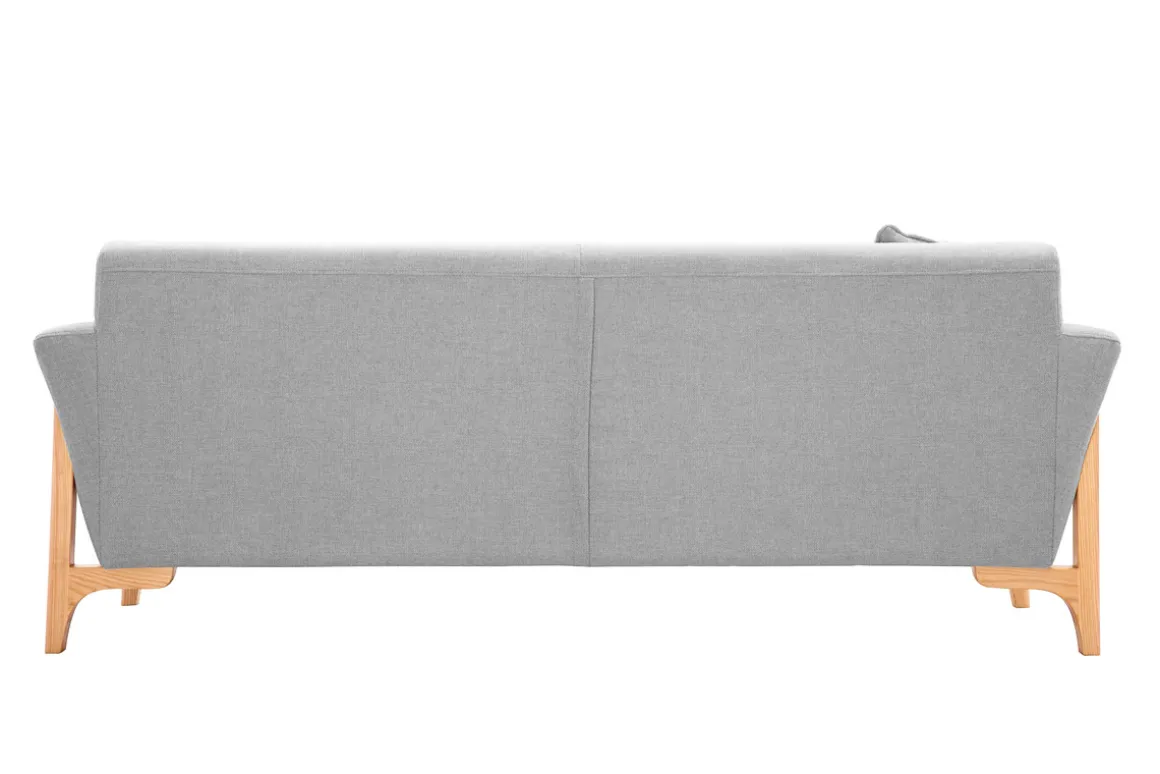 Miliboo Canapé Design|Voir Tous Les Canapés-Canapé scandinave 3 places en tissu effet velours texturé gris clair et bois clair ASAKO