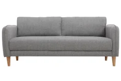 Miliboo Canapé Design|Voir Tous Les Canapés-Canapé scandinave 3 places en tissu gris clair et bois clair KURT