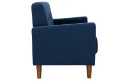 Miliboo Canapé Design|Voir Tous Les Canapés-Canapé scandinave 2 places en tissu bleu foncé et bois foncé MOON