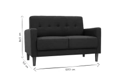 Miliboo Canapé Design|Voir Tous Les Canapés-Canapé scandinave 2 places en tissu bleu foncé et bois foncé MOON