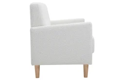 Miliboo Canapé Design|Voir Tous Les Canapés-Canapé scandinave 2 places en tissu effet laine bouclée blanc et bois clair MOON