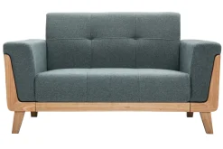Miliboo Canapé Design|Voir Tous Les Canapés-Canapé scandinave 2 places en tissu vert de gris et bois clair FJORD