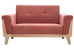 Miliboo Canapé Design|Voir Tous Les Canapés-Canapé scandinave 2 places en tissu terracotta et bois clair FJORD