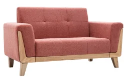 Miliboo Canapé Design|Voir Tous Les Canapés-Canapé scandinave 2 places en tissu terracotta et bois clair FJORD