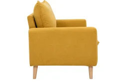 Miliboo Canapé Design|Voir Tous Les Canapés-Canapé scandinave 2 places en tissu effet velours jaune moutarde et bois clair JONAS