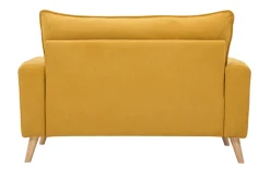 Miliboo Canapé Design|Voir Tous Les Canapés-Canapé scandinave 2 places en tissu effet velours jaune moutarde et bois clair JONAS