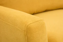 Miliboo Canapé Design|Voir Tous Les Canapés-Canapé scandinave 2 places en tissu effet velours jaune moutarde et bois clair JONAS