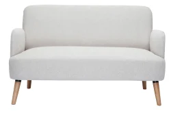 Miliboo Canapé Design|Voir Tous Les Canapés-Canapé scandinave 2 places en tissu effet velours texturé beige et bois clair ISKO