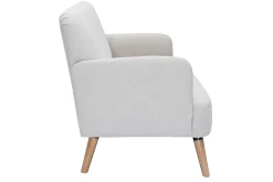 Miliboo Canapé Design|Voir Tous Les Canapés-Canapé scandinave 2 places en tissu effet velours texturé beige et bois clair ISKO