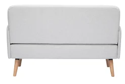 Miliboo Canapé Design|Voir Tous Les Canapés-Canapé scandinave 2 places en tissu effet velours texturé beige et bois clair ISKO