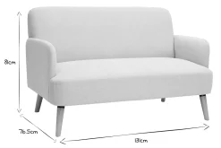 Miliboo Canapé Design|Voir Tous Les Canapés-Canapé scandinave 2 places en tissu effet velours texturé beige et bois clair ISKO