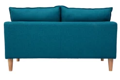 Miliboo Canapé Design|Voir Tous Les Canapés-Canapé scandinave 2 places en tissu bleu canard et bois clair KATE