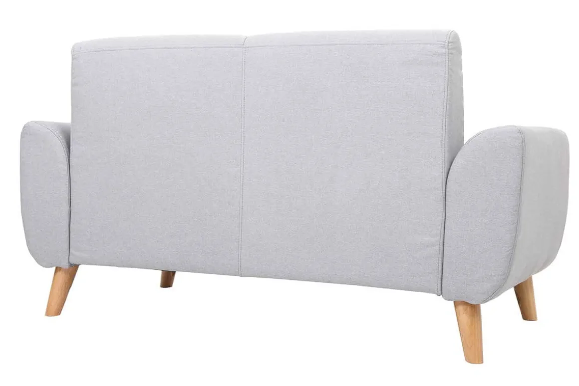 Miliboo Canapé Design|Voir Tous Les Canapés-Canapé scandinave 2 places en tissu gris clair et bois clair EKTOR