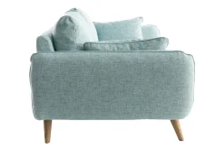 Miliboo Canapé Design|Voir Tous Les Canapés-Canapé scandinave 3 places en tissu bleu glacier et bois clair CREEP