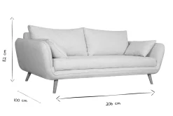 Miliboo Canapé Design|Voir Tous Les Canapés-Canapé scandinave 3 places en tissu bleu glacier et bois clair CREEP