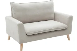 Miliboo Canapé Design|Voir Tous Les Canapés-Canapé scandinave 2 places en tissu effet velours beige naturel et bois clair JONAS