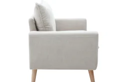 Miliboo Canapé Design|Voir Tous Les Canapés-Canapé scandinave 2 places en tissu effet velours beige naturel et bois clair JONAS