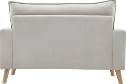 Miliboo Canapé Design|Voir Tous Les Canapés-Canapé scandinave 2 places en tissu effet velours beige naturel et bois clair JONAS