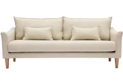 Miliboo Canapé Design|Voir Tous Les Canapés-Canapé scandinave 3 places en tissu beige et bois clair KATE